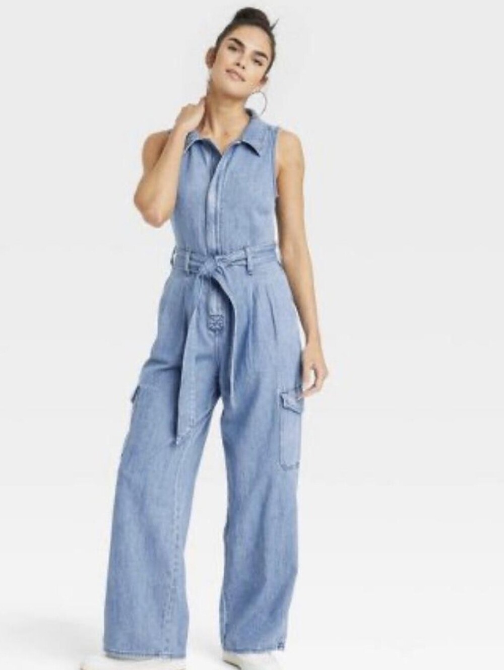 UNIVERSAL THREAD Fair Trade Certified Denim Cargo Sleeveless Jumpsuit Sz. 10